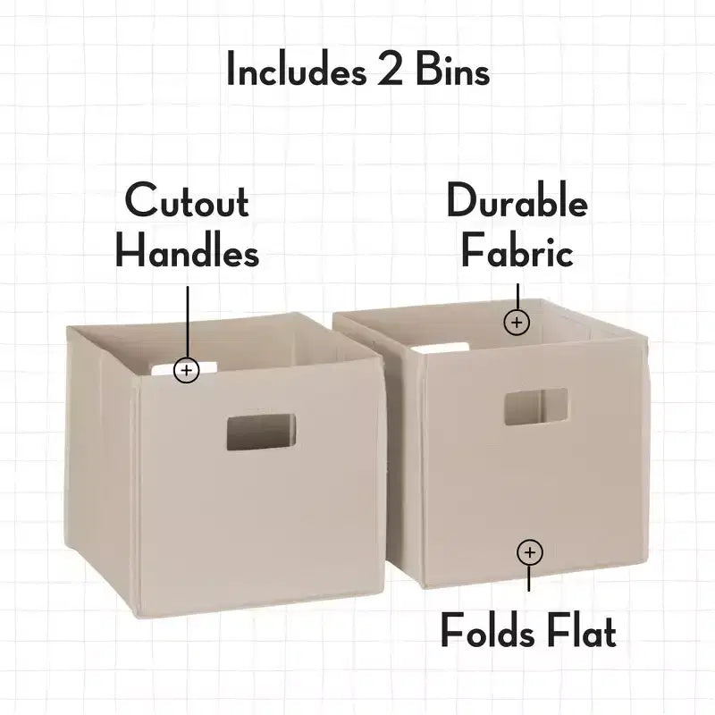 Tour de rangement pour livres et jouets RiverRidge Kids avec 3 casiers et 6 étagères à livres, blanc avec 2 bacs en tissu