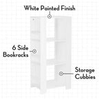 Tour de rangement pour livres et jouets RiverRidge Kids avec 3 casiers et 6 étagères à livres, blanc avec 2 bacs en tissu