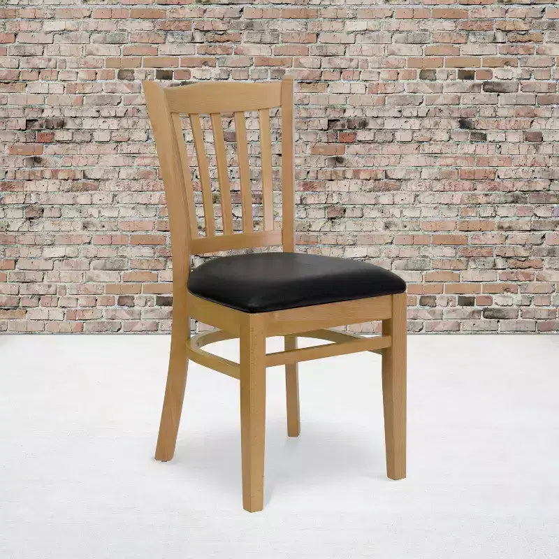 Chaise de restaurant en bois à lattes verticales Flash Furniture