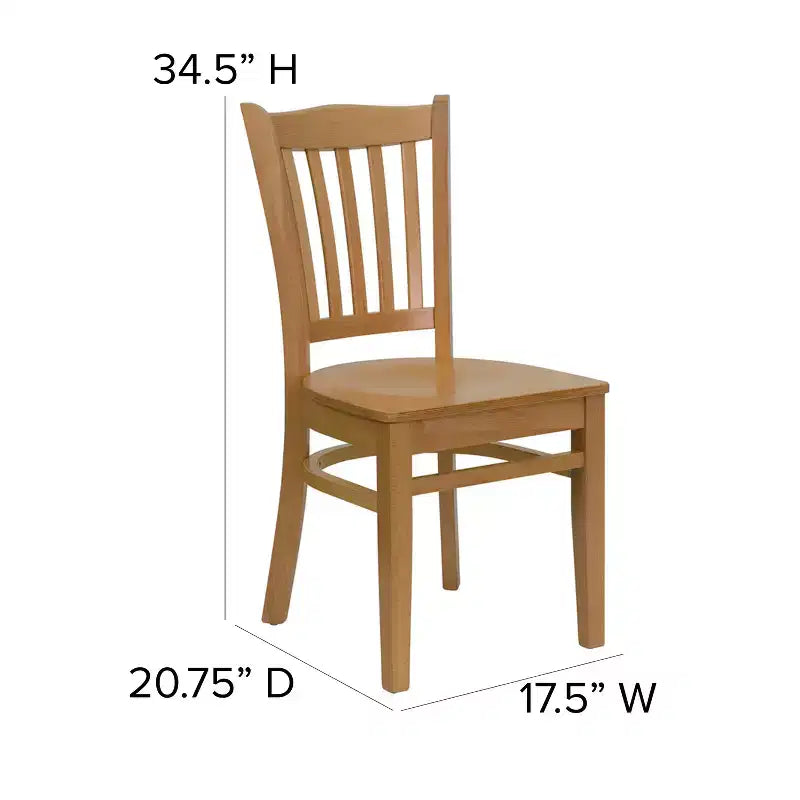 Chaise de restaurant en bois à lattes verticales Flash Furniture