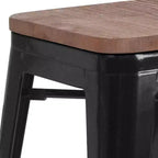 Tabouret de bar Flash Furniture 30 po sans dossier en métal avec siège carré en bois