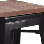Tabouret de bar Flash Furniture 30 po sans dossier en métal avec siège carré en bois
