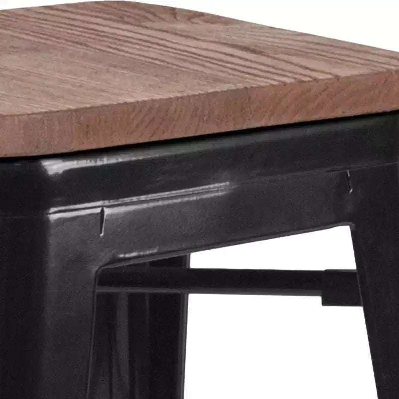Tabouret de bar Flash Furniture 30 po sans dossier en métal avec siège carré en bois
