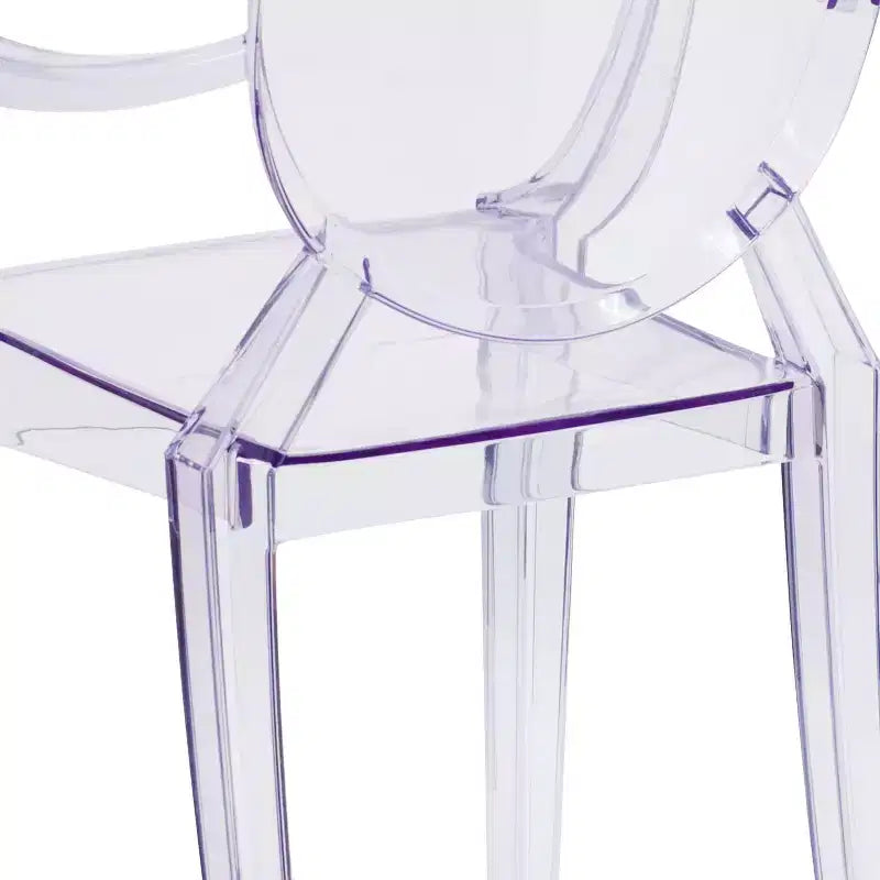 Chaise fantôme Flash Furniture avec accoudoirs en cristal transparent