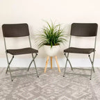 Lot de 2 chaises pliantes HERCULES de Flash Furniture en rotin synthétique marron avec cadre gris