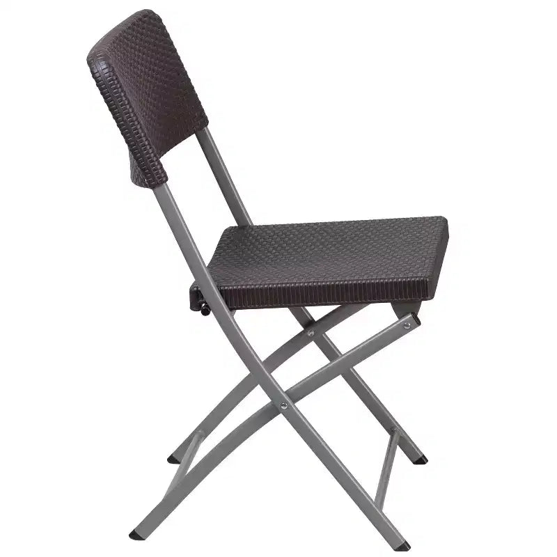 Lot de 2 chaises pliantes HERCULES de Flash Furniture en rotin synthétique marron avec cadre gris