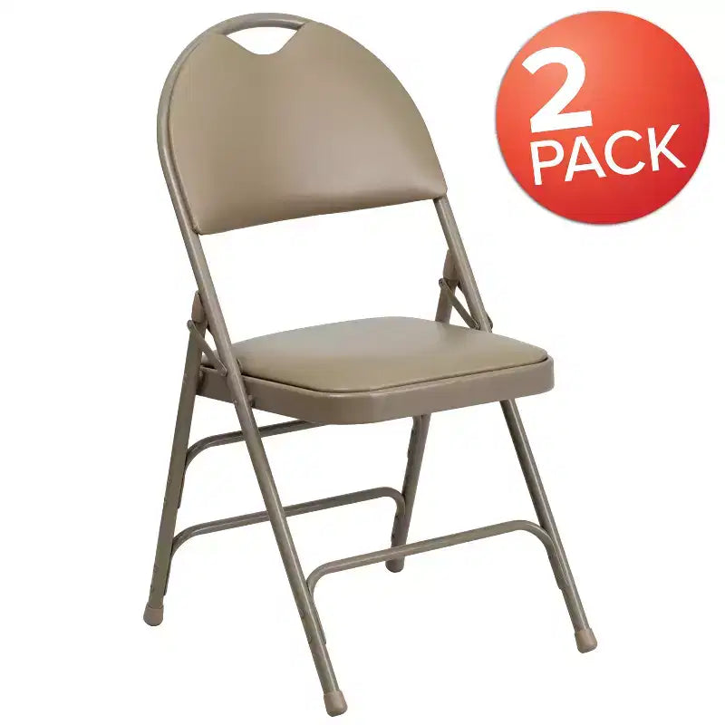 Lot de 2 chaises pliantes HERCULES de la série Extra Large Ultra-Premium à triple entretoise en métal avec poignée de transport facile Flash Furniture