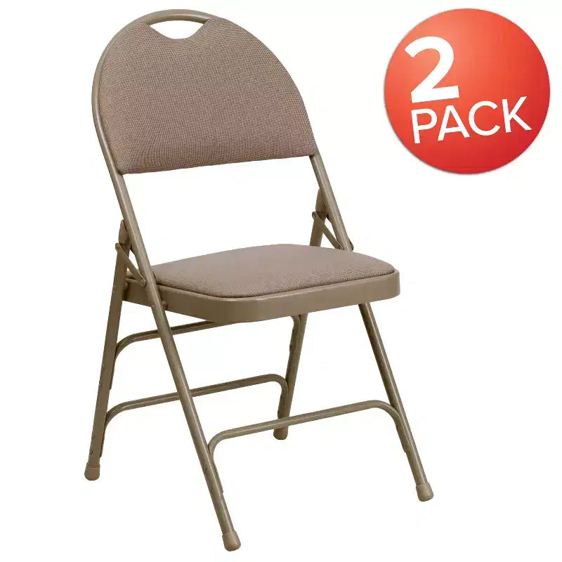 Lot de 2 chaises pliantes HERCULES de la série Extra Large Ultra-Premium à triple entretoise en métal avec poignée de transport facile Flash Furniture