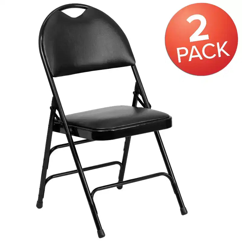 Lot de 2 chaises pliantes HERCULES de la série Extra Large Ultra-Premium à triple entretoise en métal avec poignée de transport facile Flash Furniture