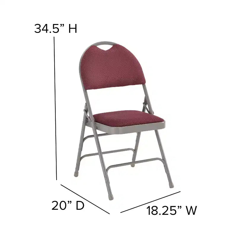 Lot de 2 chaises pliantes HERCULES de la série Extra Large Ultra-Premium à triple entretoise en métal avec poignée de transport facile Flash Furniture