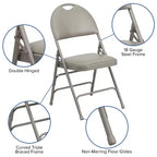Lot de 2 chaises pliantes HERCULES de la série Extra Large Ultra-Premium à triple entretoise en métal avec poignée de transport facile Flash Furniture