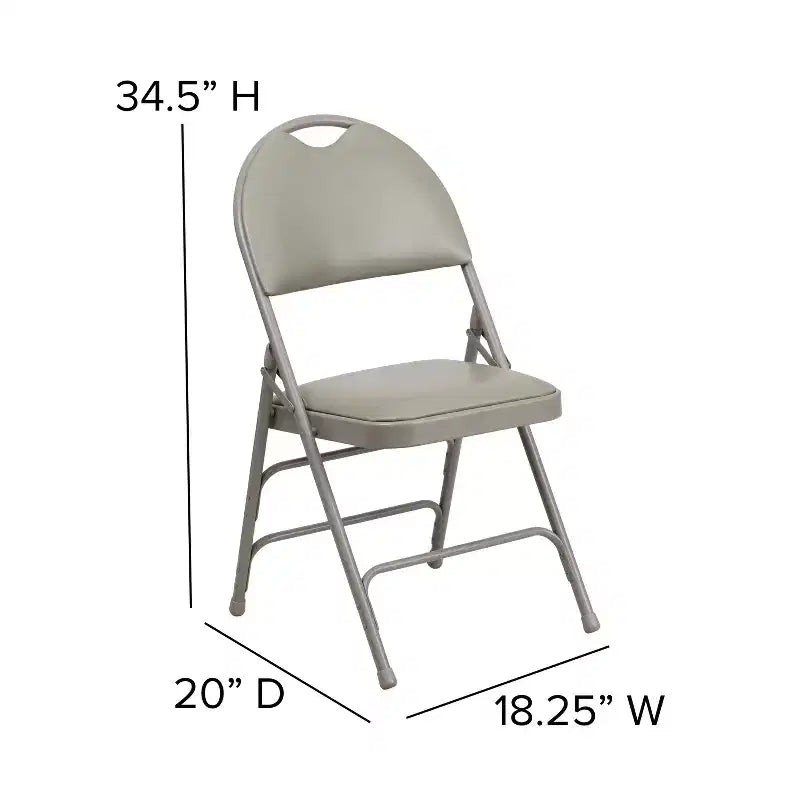 Lot de 2 chaises pliantes HERCULES de la série Extra Large Ultra-Premium à triple entretoise en métal avec poignée de transport facile Flash Furniture