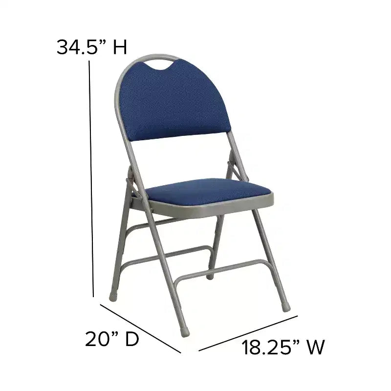 Lot de 2 chaises pliantes HERCULES de la série Extra Large Ultra-Premium à triple entretoise en métal avec poignée de transport facile Flash Furniture