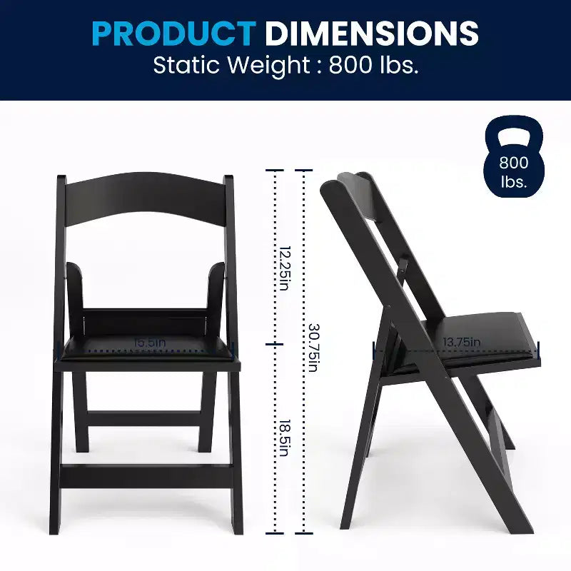 Chaise pliante Hercules de Flash Furniture – Lot de 2 chaises d'événement en résine d'une capacité de 360 kg