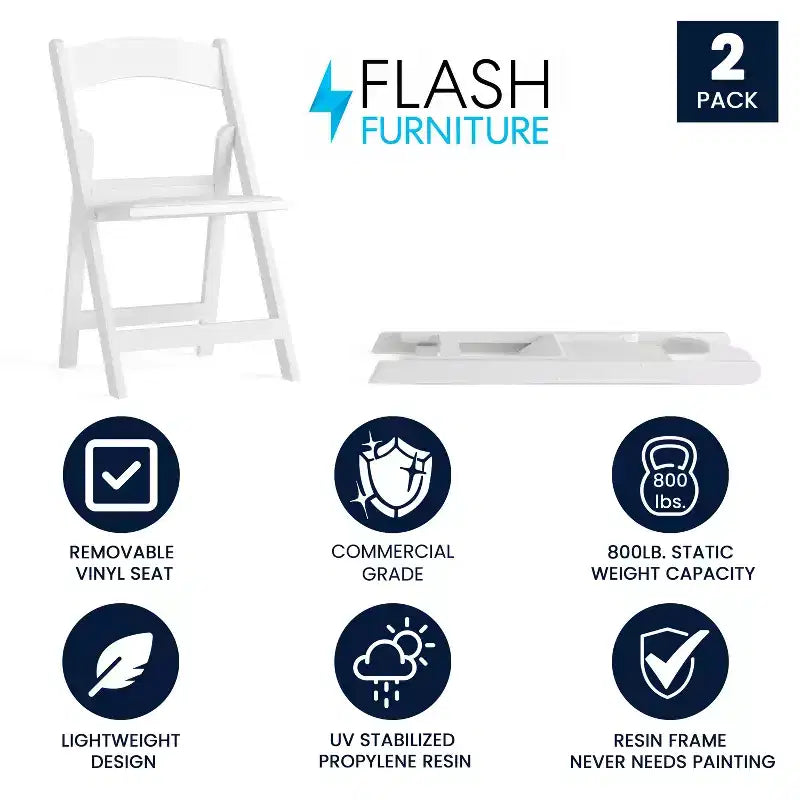 Chaise pliante Hercules de Flash Furniture – Lot de 2 chaises d'événement en résine d'une capacité de 360 kg