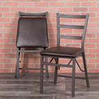Chaise en métal pliante avec dossier en échelle et siège en vinyle marron de la série HERCULES de Flash Furniture