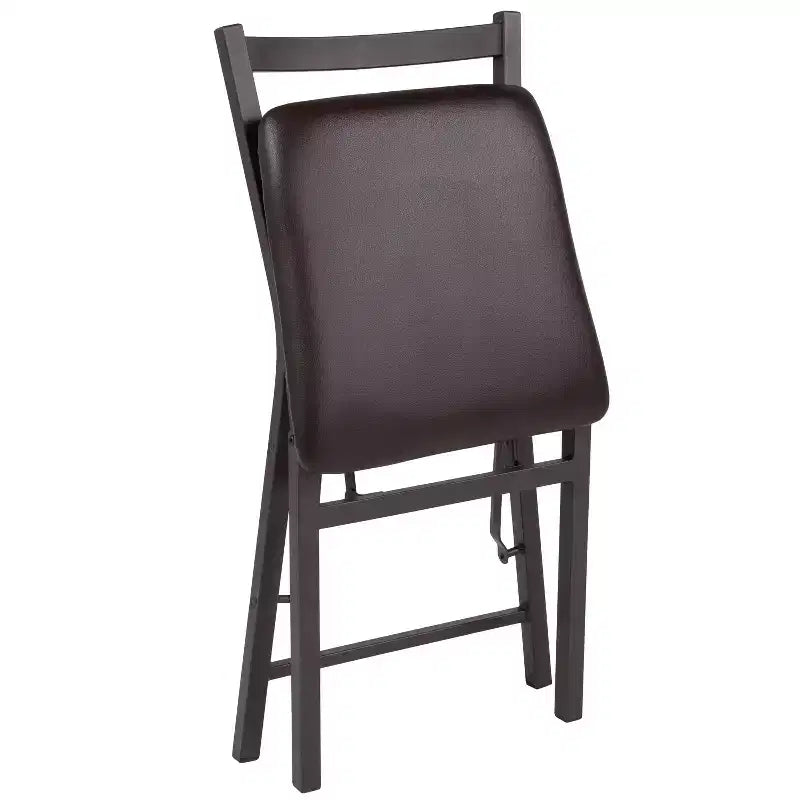 Chaise en métal pliante avec dossier en échelle et siège en vinyle marron de la série HERCULES de Flash Furniture