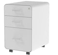 Monoprice Round Corner 3-Drawer File Cabinet - White With Lockable Drawer - Workstream Collection