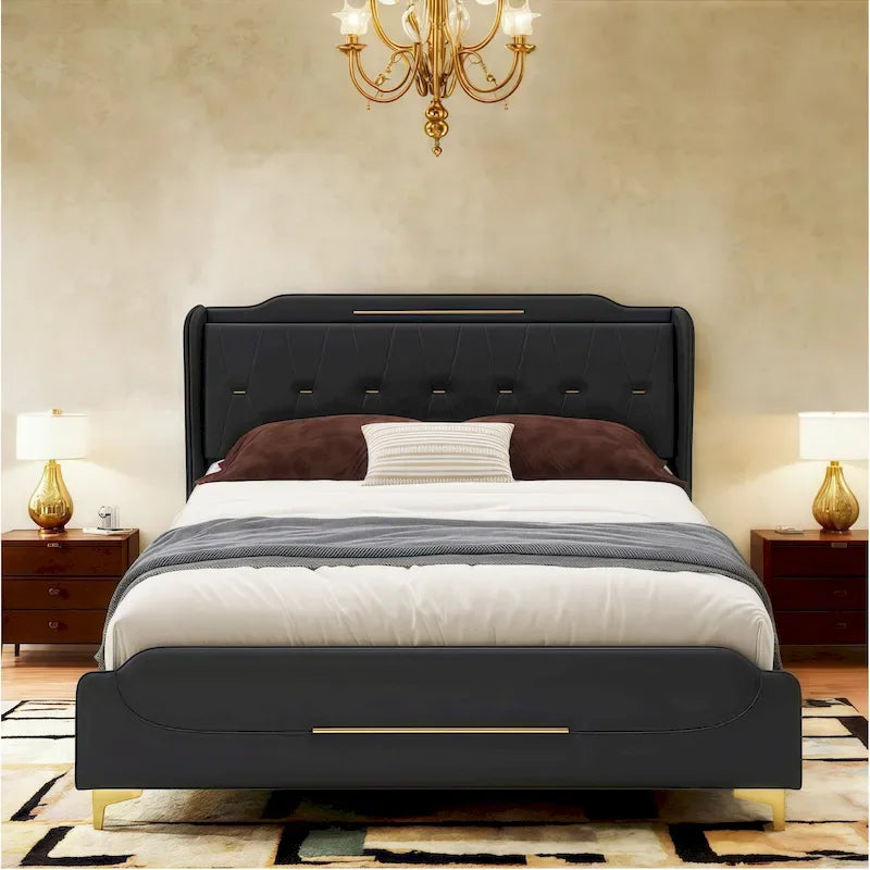 Lit rembourré moderne en cuir PU Uphou par Christopher Knight Home