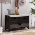 Banc de rangement en bois avec 2 paniers tressés par Harper&Bright Designs