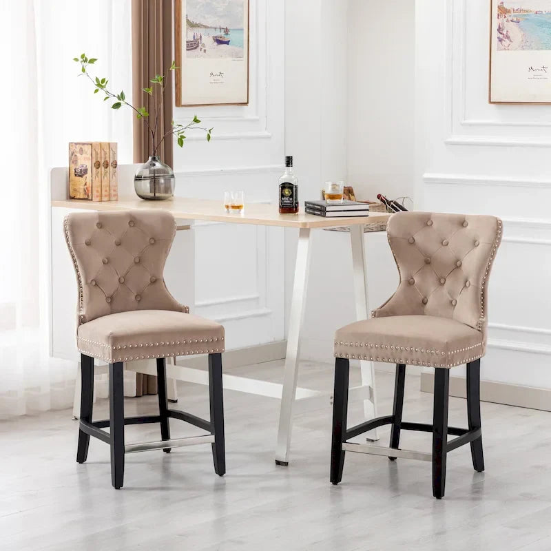 Tabouret de comptoir Carter 24 Wingback Tufted Nailhead (lot de 2)