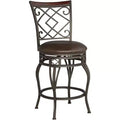 Kensington Hill Hartley Bronze Swivel Bar Stool Brown 25 1/2 High Traditional Faux Leather Cushion with Backrest Footrest for Kitchen Counter Height