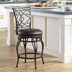 Tabouret de bar pivotant Kensington Hill Hartley Bronze Marron 65 cm de haut Coussin traditionnel en similicuir avec dossier et repose-pieds pour comptoir de cuisine