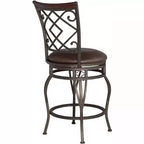 Tabouret de bar pivotant Kensington Hill Hartley Bronze Marron 65 cm de haut Coussin traditionnel en similicuir avec dossier et repose-pieds pour comptoir de cuisine
