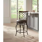 Tabouret de bar pivotant Kensington Hill Hartley Bronze Marron 65 cm de haut Coussin traditionnel en similicuir avec dossier et repose-pieds pour comptoir de cuisine