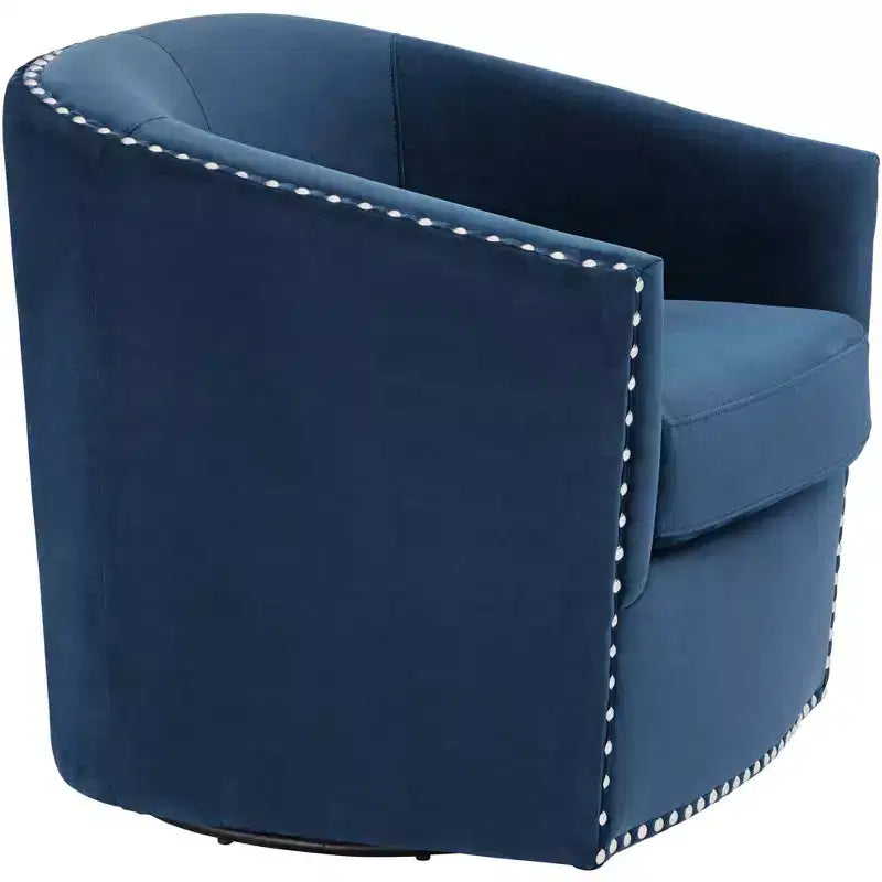 Fauteuil pivotant d'appoint bleu marine avec clous Fullerton Elements