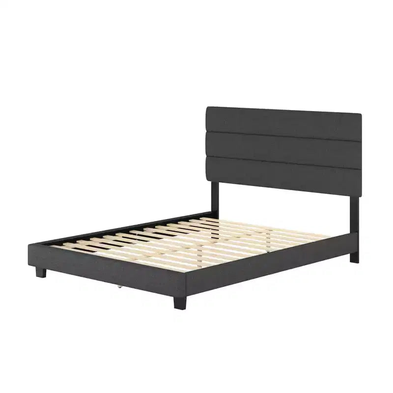 Lit plateforme rembourré Marino Linen Channel - Eco Dream