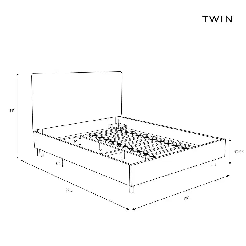 Lit plateforme rembourré tissé uni Twill Olivia Skyline Furniture