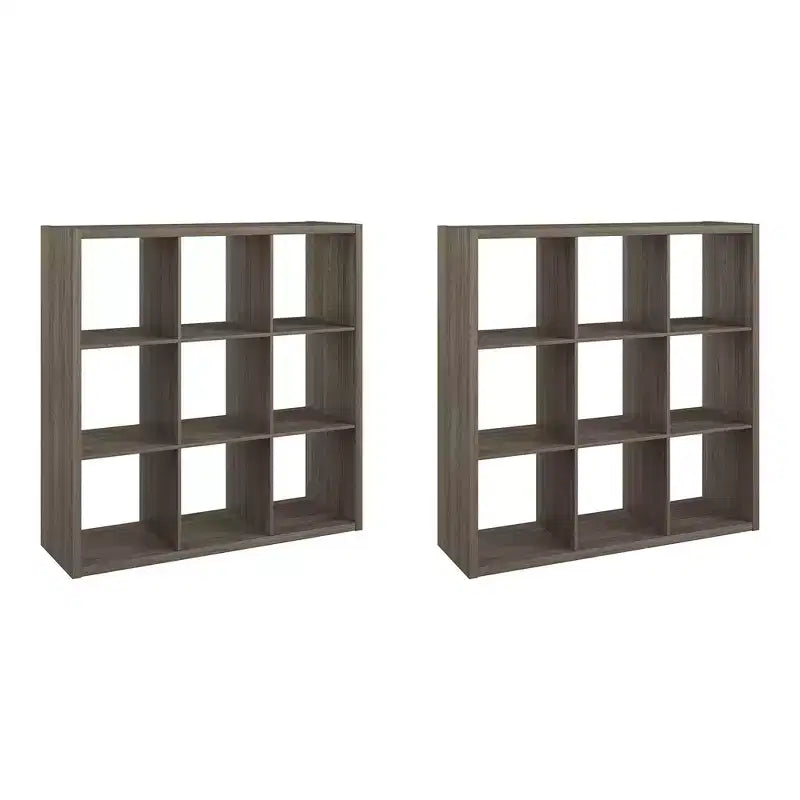 ClosetMaid 459000 Heavy Duty Decorative Bookcase Open Back 9-Cube Storage Organizer, Graphite Gray (2 Pack)
