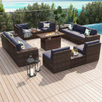 Ensemble de mobilier de jardin 13 pièces avec table brasero de 44 pouces