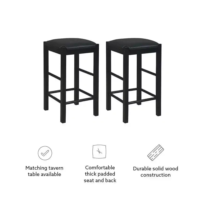 Lot de 2 tabourets de bar à hauteur de comptoir sans dossier en similicuir Lancer - Linon