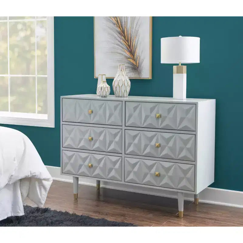 Commode 6 tiroirs texturée géo - Linon