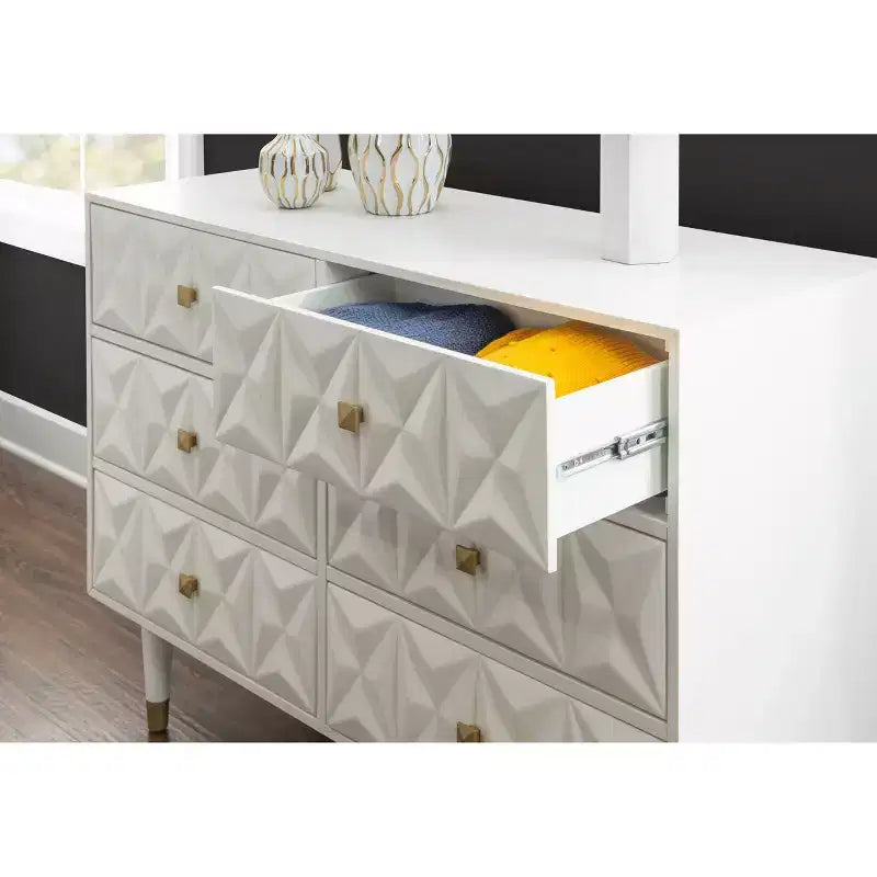 Commode 6 tiroirs texturée géo - Linon