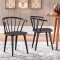 Buylateral Set of 2 Florence Farmhouse Curved Back Solid Wood Spindle Dining Chairs