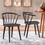 Buylateral Set of 2 Florence Farmhouse Curved Back Solid Wood Spindle Dining Chairs