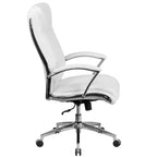 Flash Furniture Chaise de bureau exécutive pivotante en tissu lisse à dossier haut avec base et accoudoirs chromés