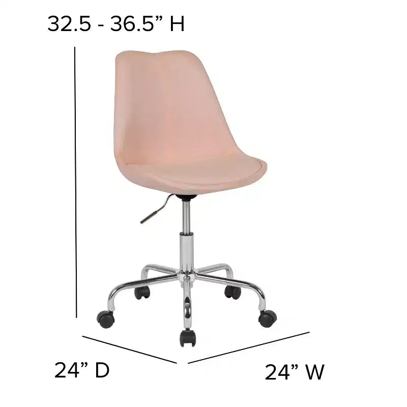 Chaise de bureau pivotante ergonomique en tissu à dossier mi-hauteur avec vérin pneumatique et piètement chromé Flash Furniture Aurora