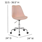 Chaise de bureau pivotante ergonomique en tissu à dossier mi-hauteur avec vérin pneumatique et piètement chromé Flash Furniture Aurora