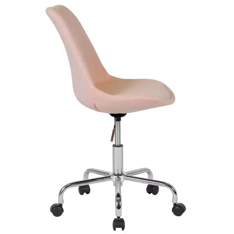 Chaise de bureau pivotante ergonomique en tissu à dossier mi-hauteur avec vérin pneumatique et piètement chromé Flash Furniture Aurora