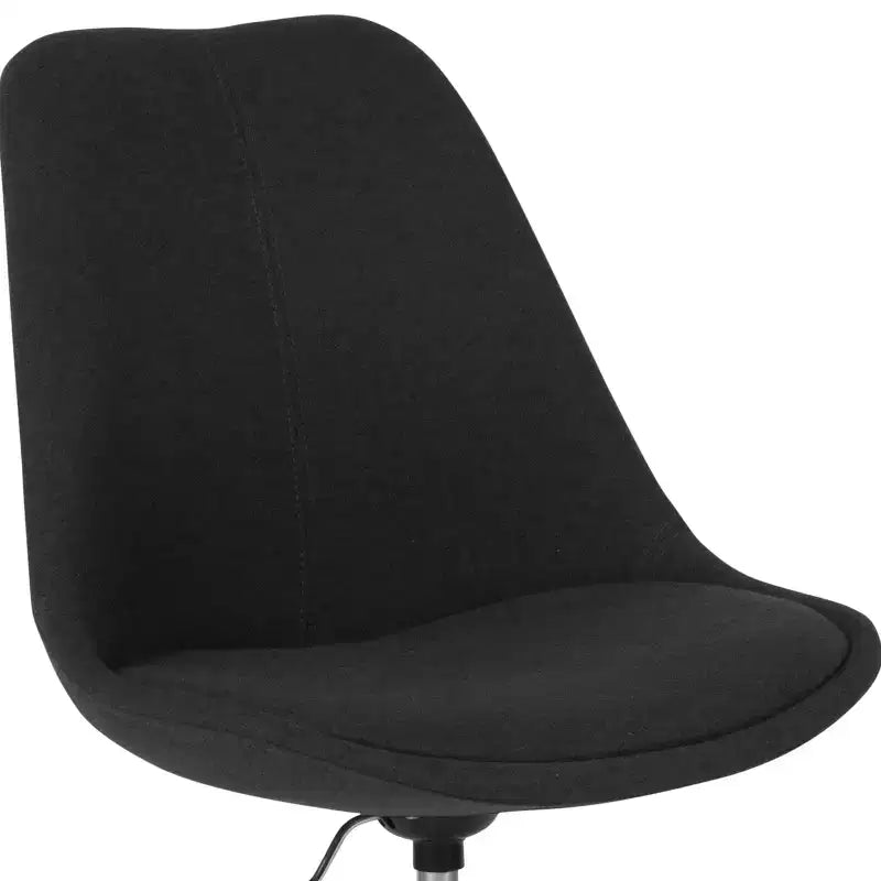 Chaise de bureau pivotante ergonomique en tissu à dossier mi-hauteur avec vérin pneumatique et piètement chromé Flash Furniture Aurora
