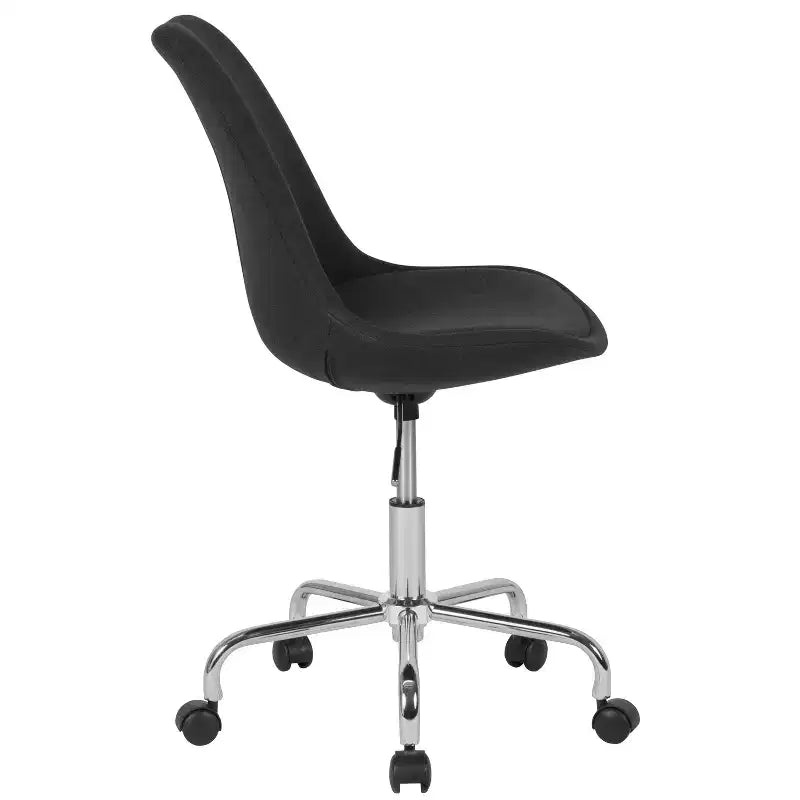 Chaise de bureau pivotante ergonomique en tissu à dossier mi-hauteur avec vérin pneumatique et piètement chromé Flash Furniture Aurora