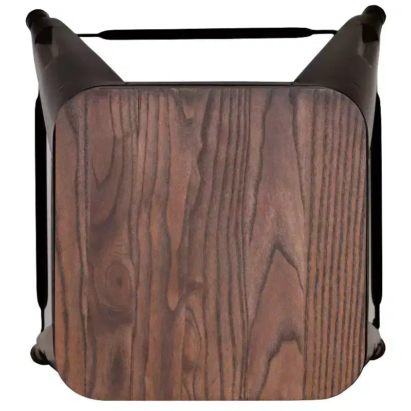 Tabouret de bar d'intérieur en métal de 76 cm de hauteur avec assise en bois, de la marque Flash Furniture - Lot de 4 empilables