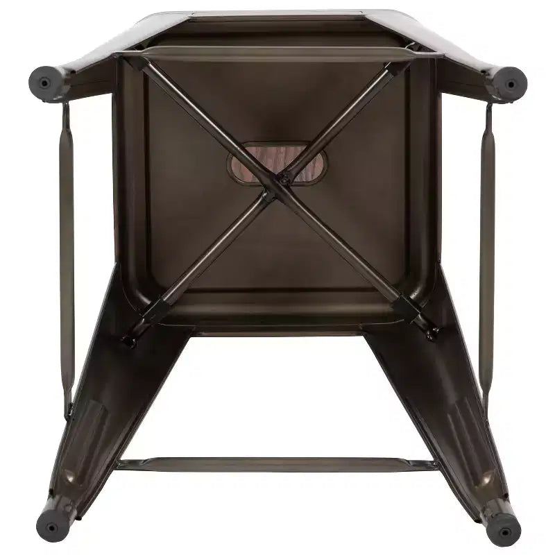 Tabouret de bar d'intérieur en métal de 76 cm de hauteur avec assise en bois, de la marque Flash Furniture - Lot de 4 empilables
