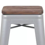 Tabouret de bar d'intérieur en métal de 76 cm de hauteur avec assise en bois, de la marque Flash Furniture - Lot de 4 empilables