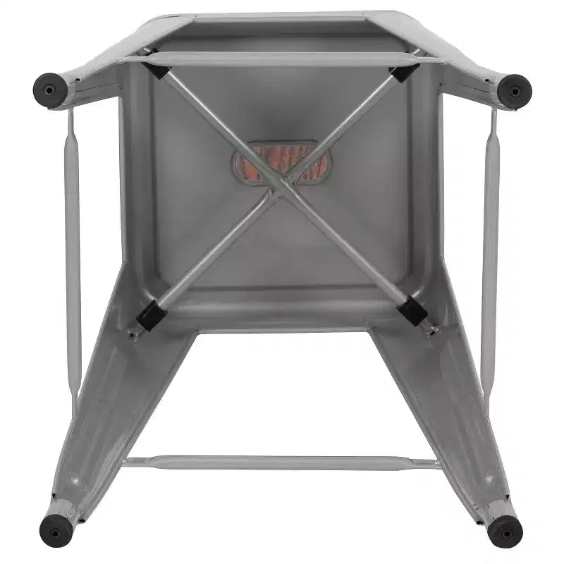 Tabouret de bar d'intérieur en métal de 76 cm de hauteur avec assise en bois, de la marque Flash Furniture - Lot de 4 empilables