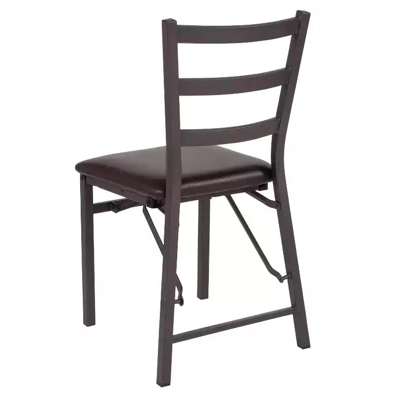 Lot de 2 chaises pliantes en métal HERCULES de Flash Furniture, dossier échelle marron avec assise en vinyle marron